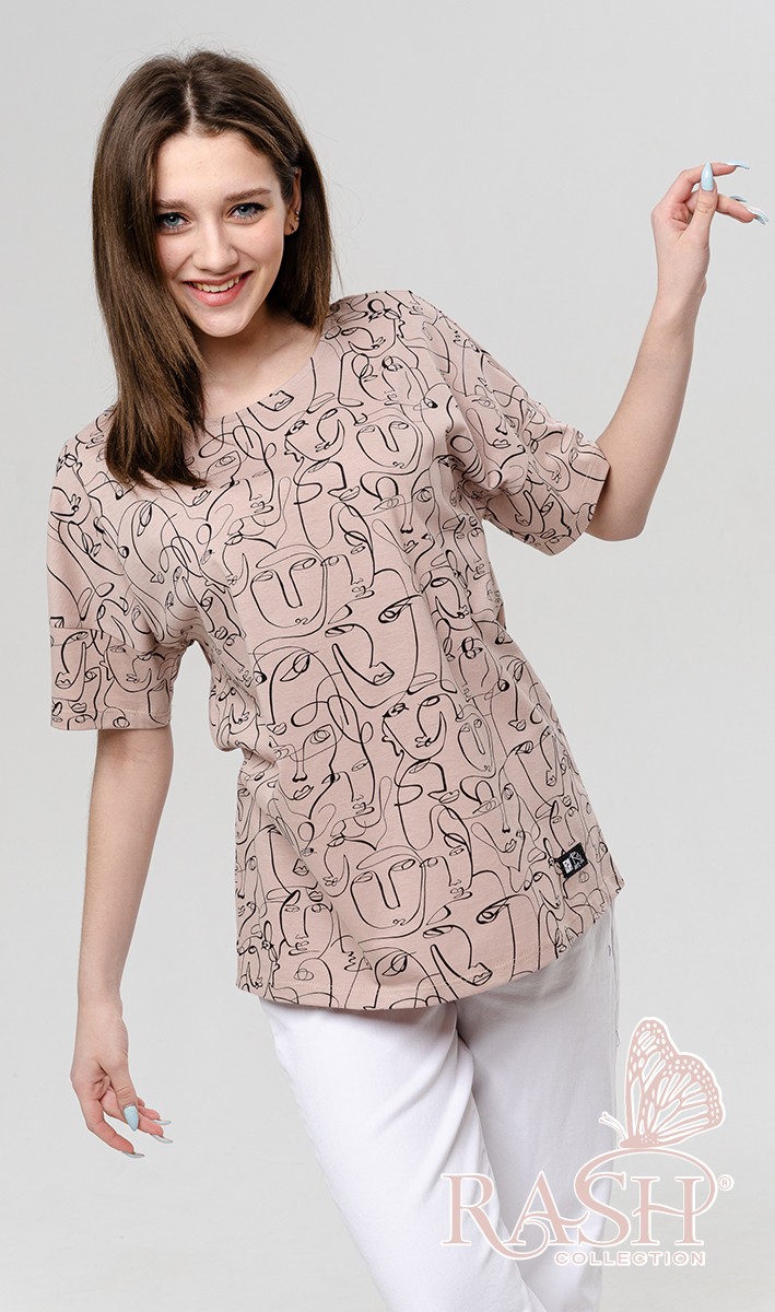 Футболка жен (АРТ. Лица oversize)