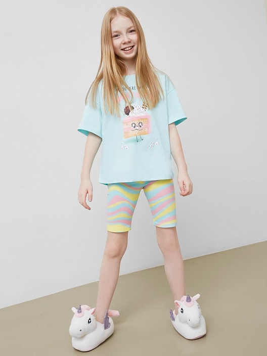 Пижама дев (фуфайка+шорты) (АРТ. 567730)