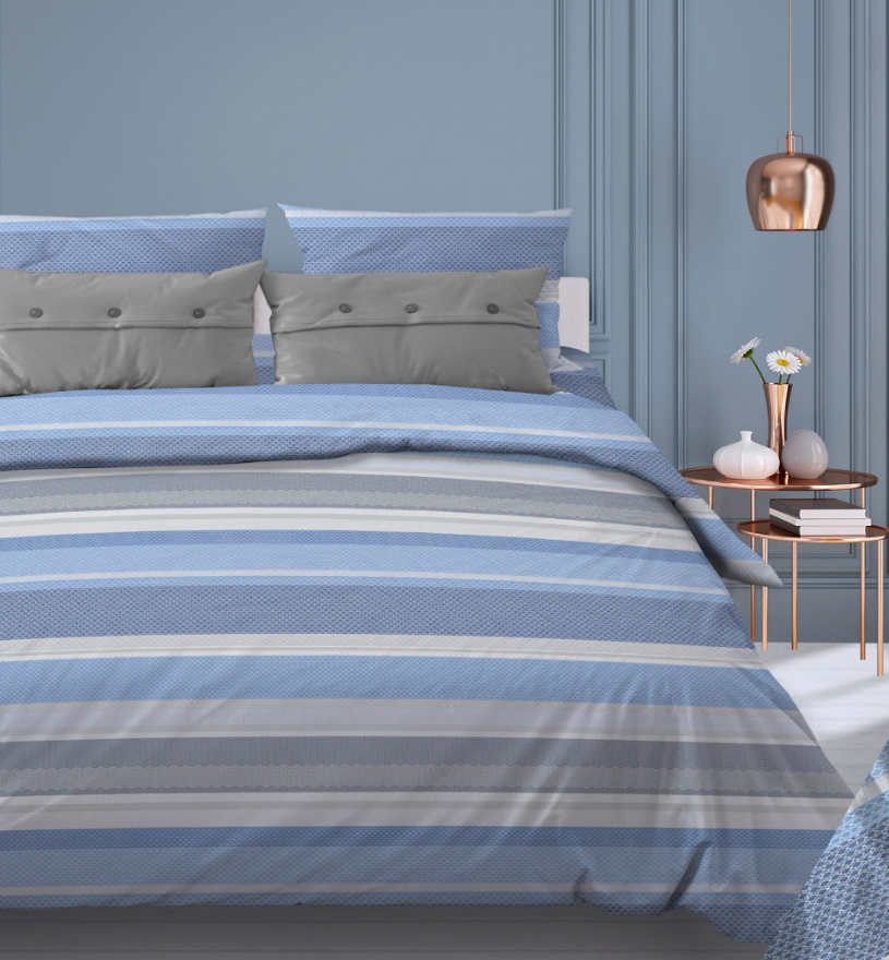 КПБ 2 х сп бязь (АРТ. 297 Бриз 2/4 синий с бежевым)