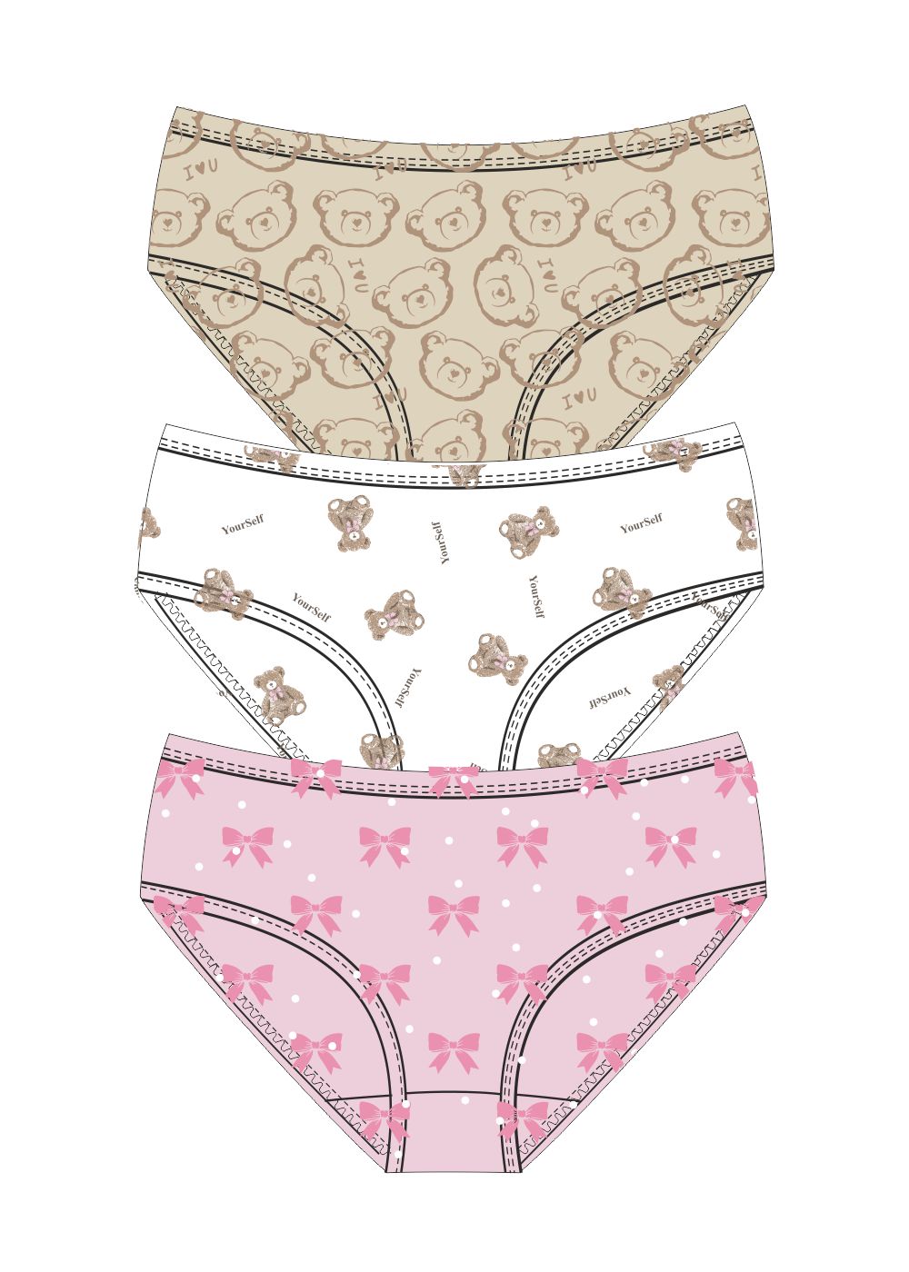 Трусы дев (упак-3 шт) (АРТ. GC5626)