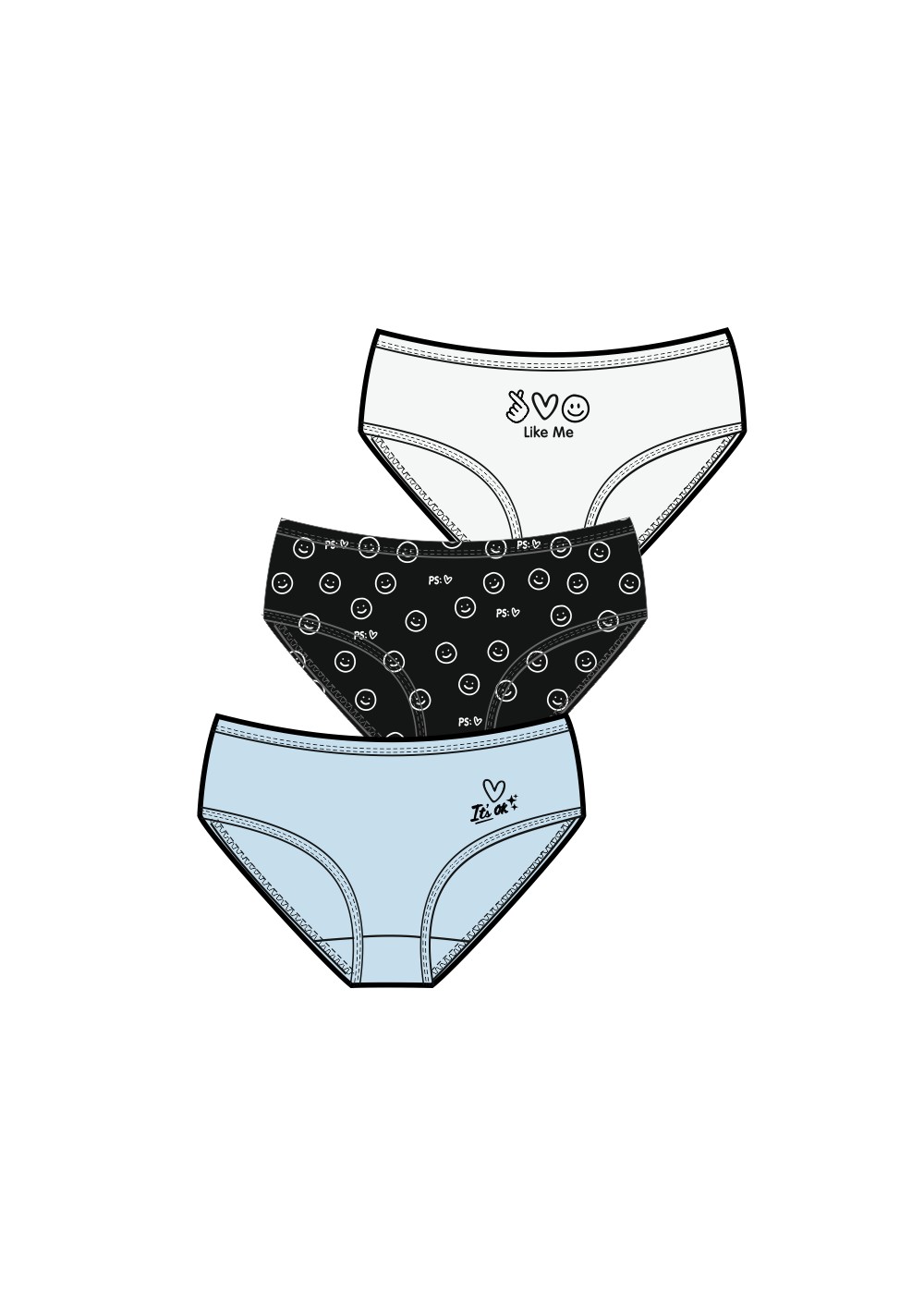 Трусы дев (упак-3 шт) (АРТ. GC5649)