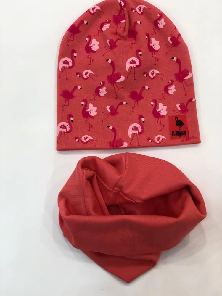 Комплект дет Розовый фламинго (шапка+буф) (арт. ТКД20-006)