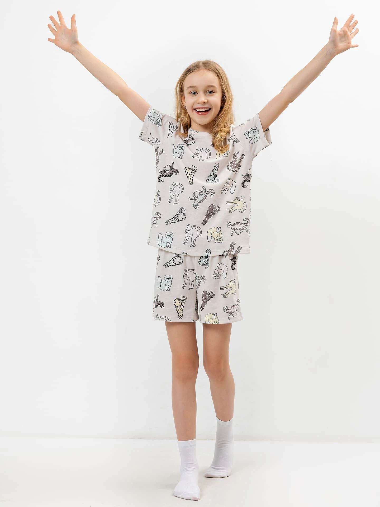 Пижама дев (фуфайка+шорты) (АРТ. 567727)