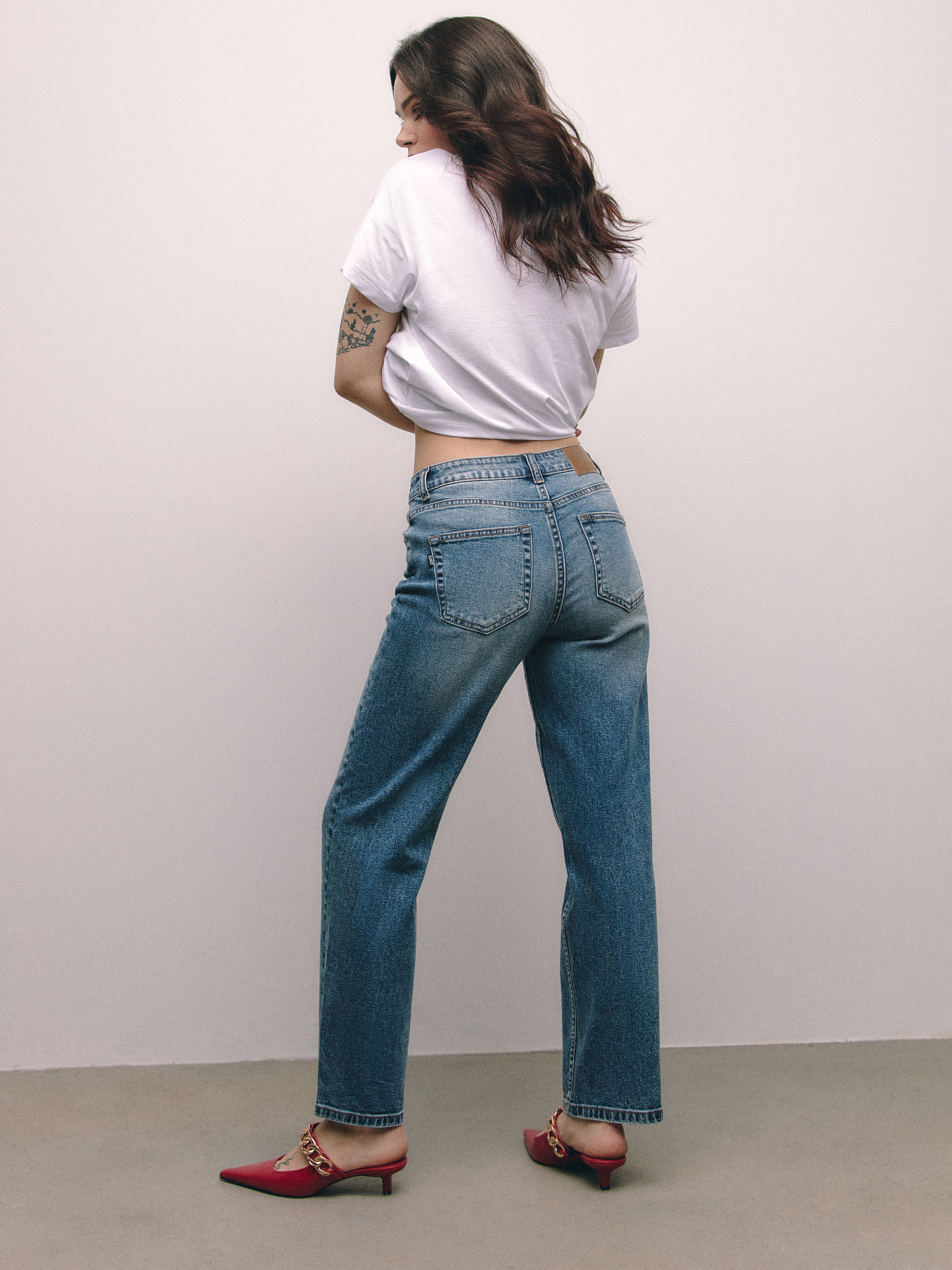 Брюки джинсовые жен Прямой крой (АРТ. CON-406)