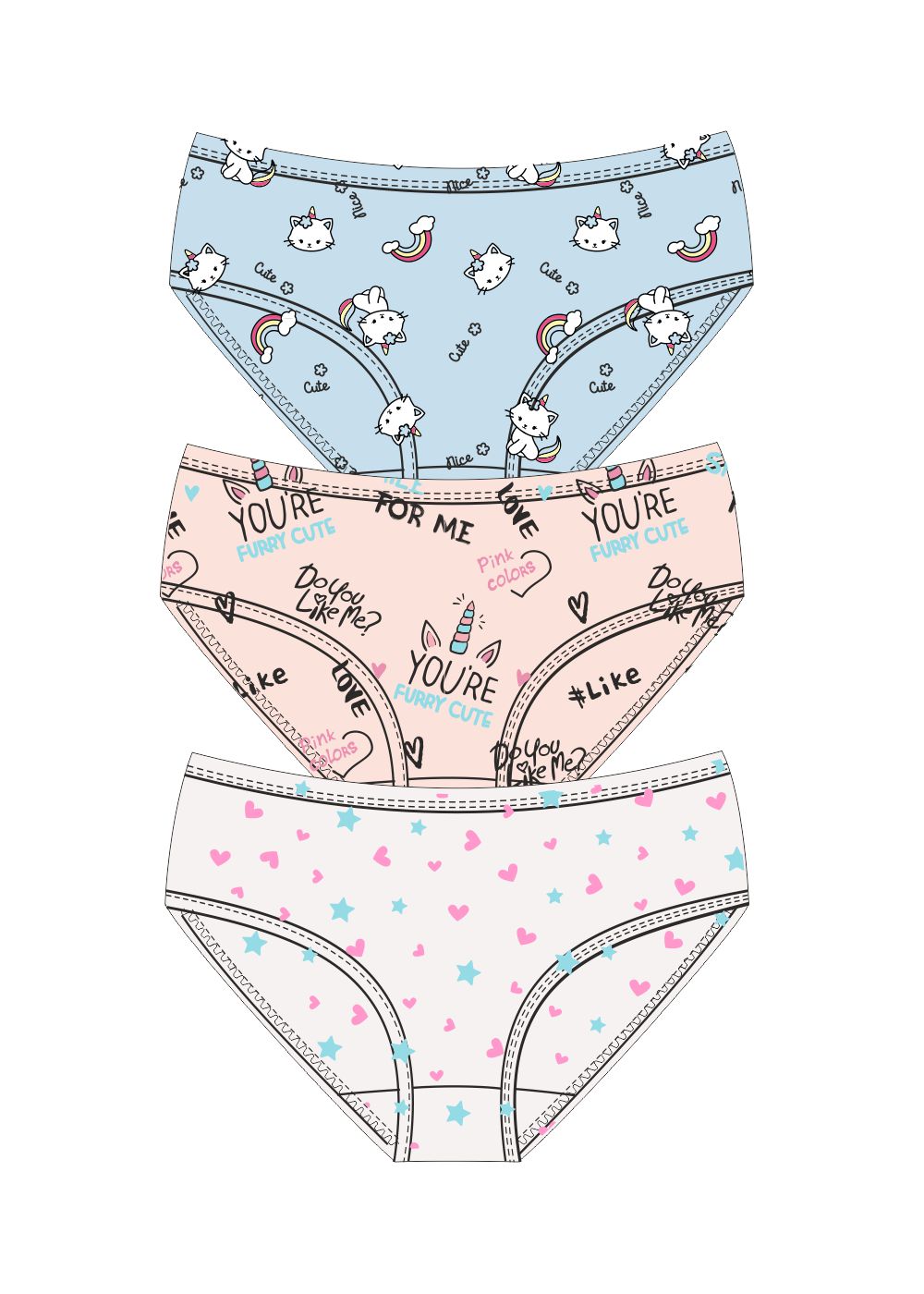 Трусы дев (упак-3 шт) (АРТ. GC5622)